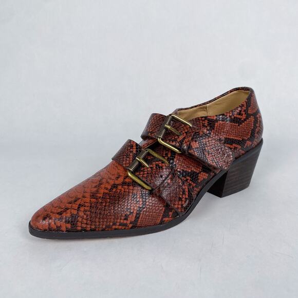 Splendid Carla Snakeskin Ankle Buckle Booties 7.5 - Picture 1 of 7